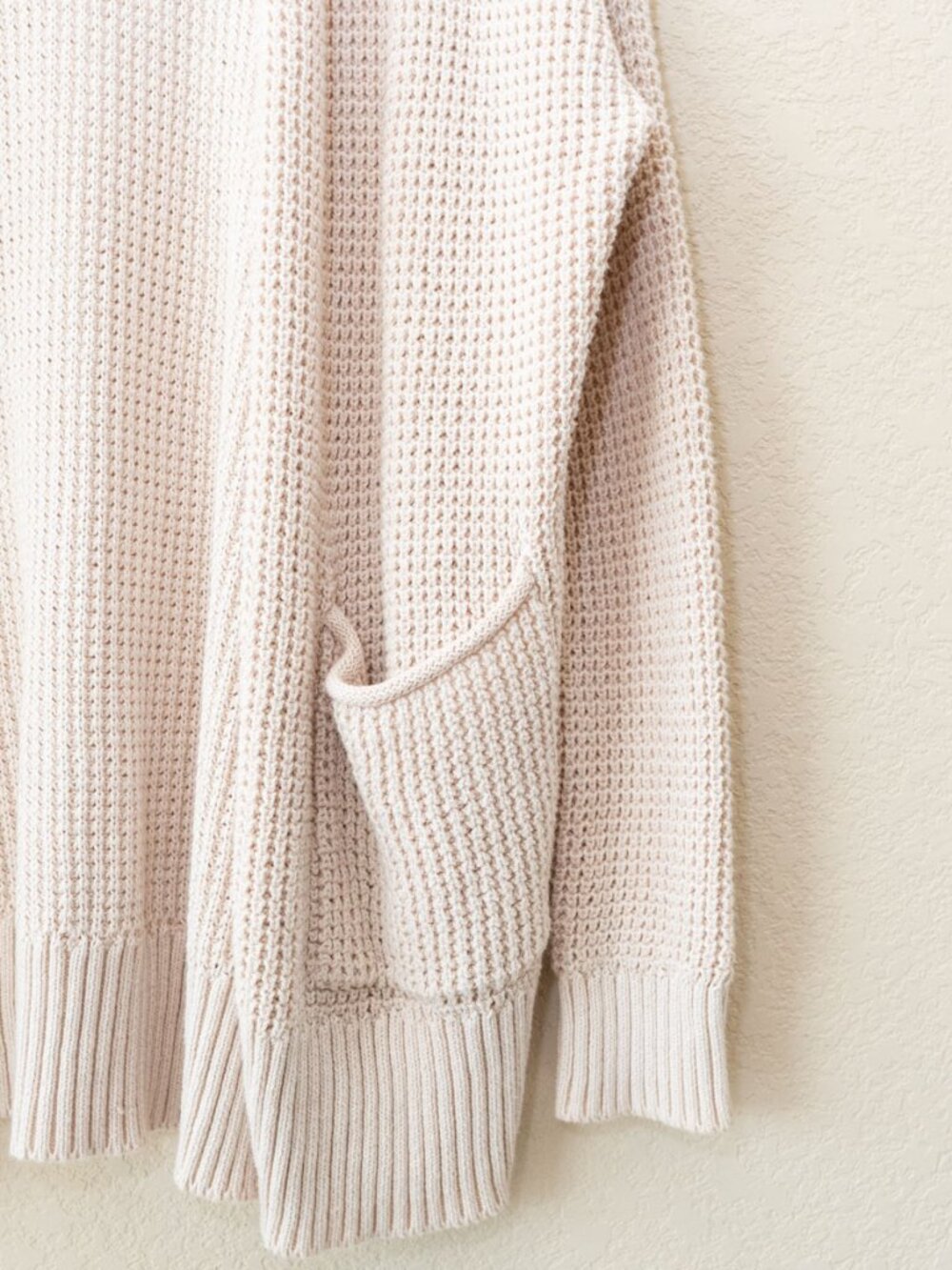 Universal Thread Beige Open Knit Cardigan Medium Cotton Open Front Pocket Sweate - Picture 8 of 14